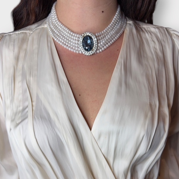 Vintage Faux Pearl & Stone “Princess Diana” Inspired Necklace - Picture 2 of 8